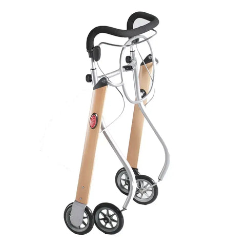 When not in use the Let's Go Indoor rollator collapses front to back 